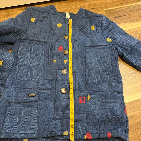 Lambrini Womens Multicolor Floral Pockets Long Sleeve Casual Jacket Sz S Blue - Picture 12 of 12